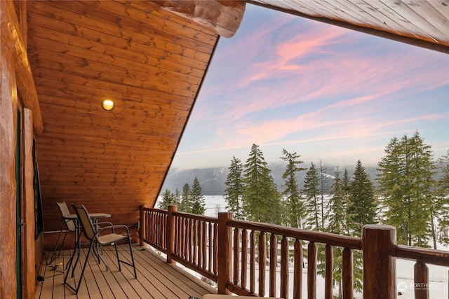 view of snow covered deck