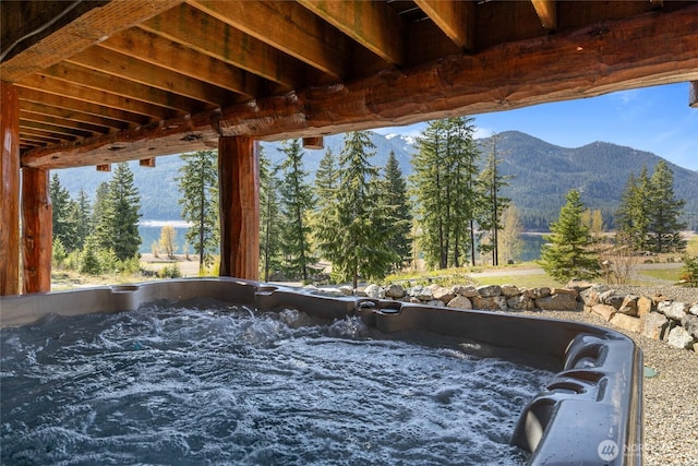 71 Morgan Creek Rd, Ronald, WA 98940 - view of patio / terrace featuring a hot tub and a mountain view