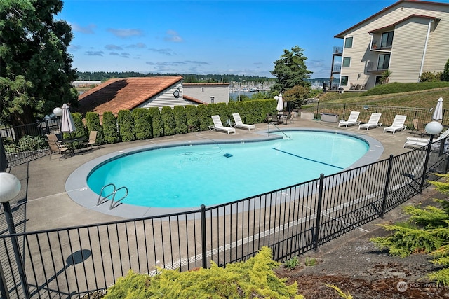 view of pool featuring a patio area