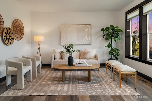 sitting room featuring wood-type flooring