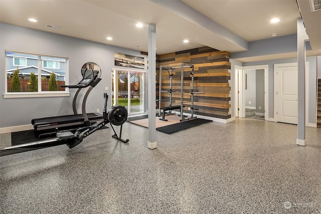 exercise room with a healthy amount of sunlight