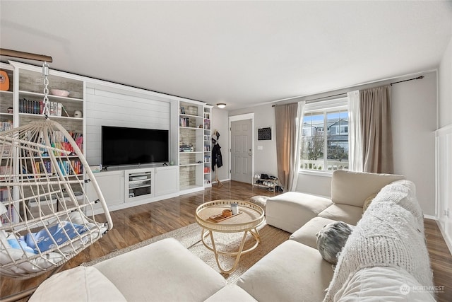 living room featuring dark hardwood / wood-style floors