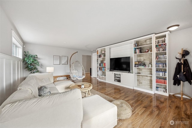 living room with wood-type flooring