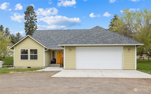 single story home with a garage