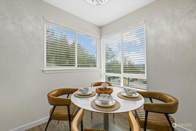 dining area featuring wood-type flooring