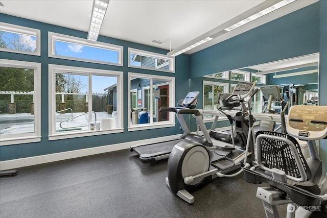 gym with plenty of natural light