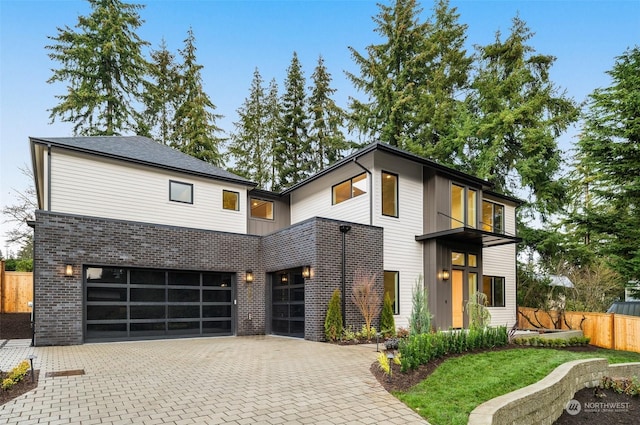 contemporary home with a garage