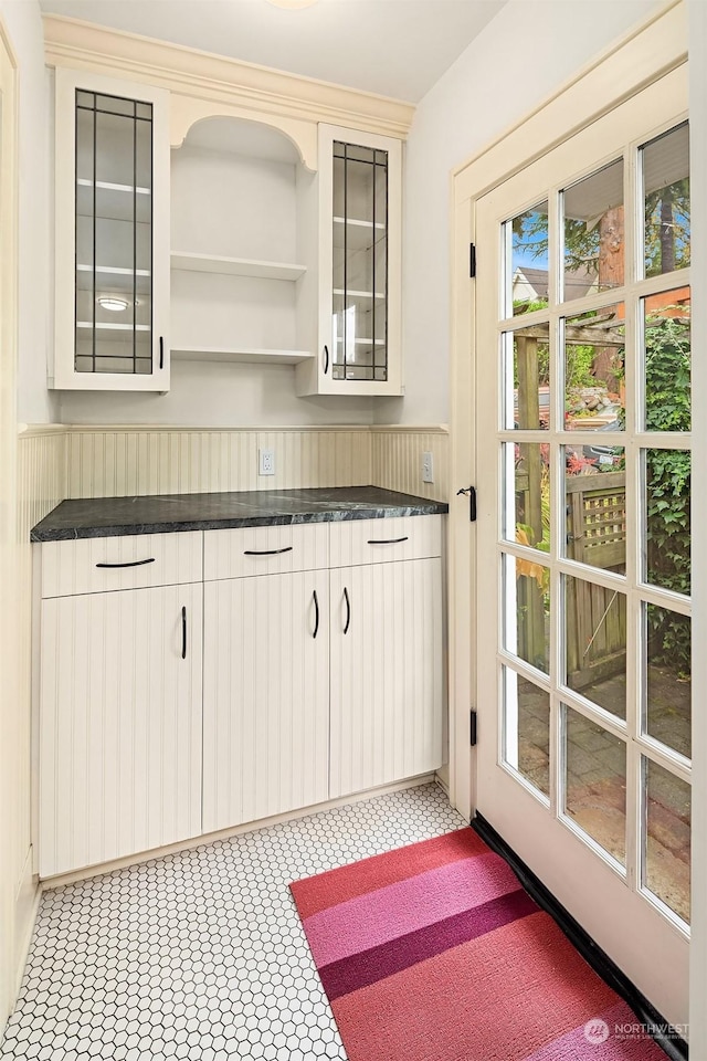 interior space with white cabinets