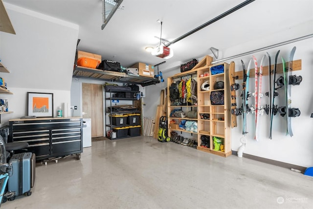 garage with a garage door opener