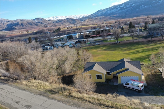 aerial view with a mountain view