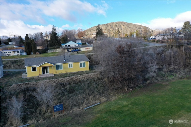 aerial view featuring a mountain view