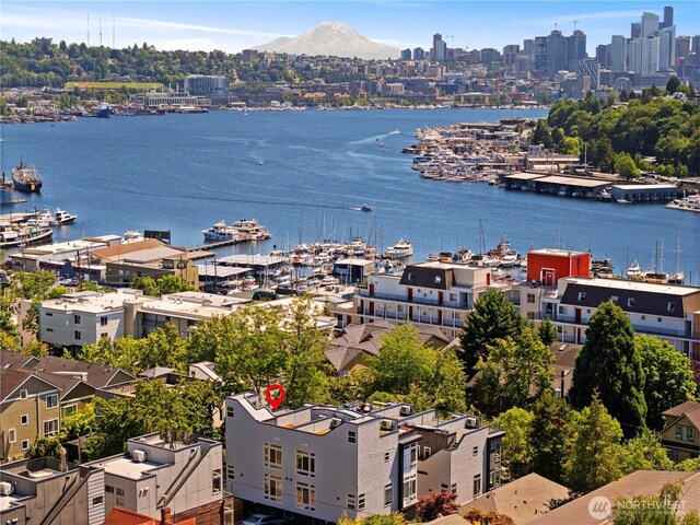 922B N 35th St, Seattle, WA 98103 - water view featuring city skyline and numerous boat docks