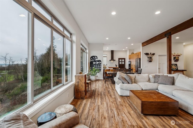 living room featuring light hardwood / wood-style floors