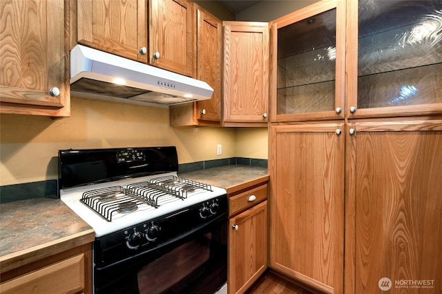 kitchen with black gas range