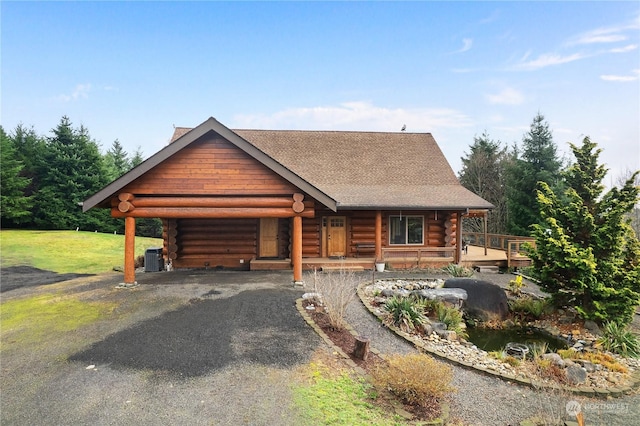 view of log home