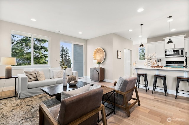 living room featuring light hardwood / wood-style flooring