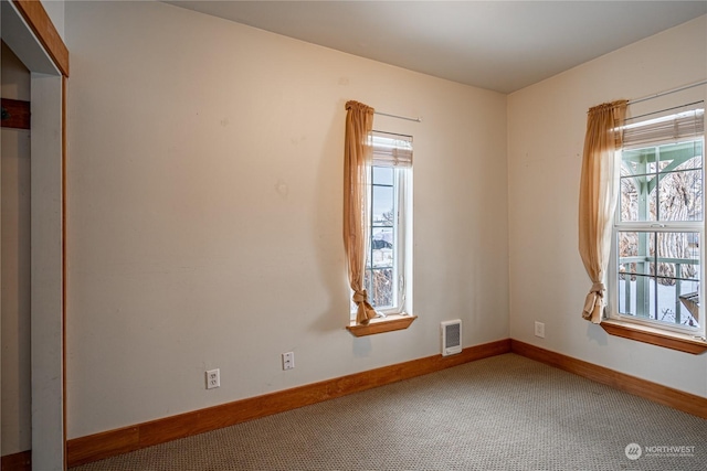 unfurnished room with carpet floors