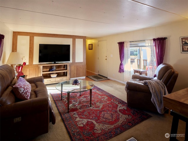 living room featuring carpet flooring