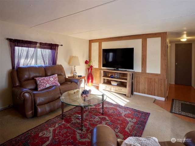 living room with carpet flooring