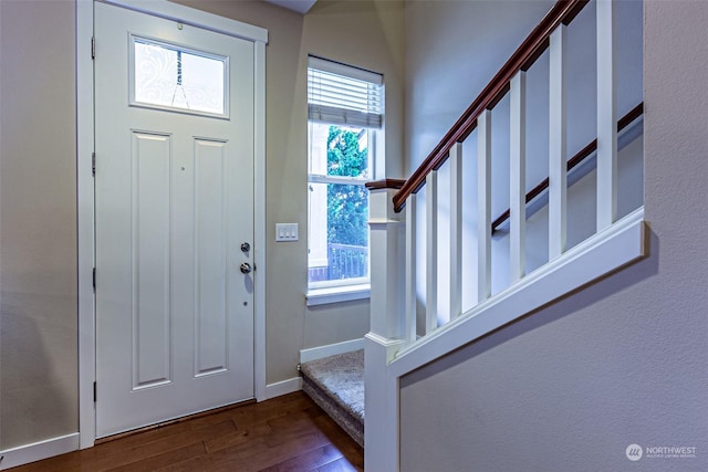 entryway with wood-type flooring