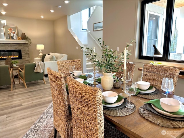 dining room with light hardwood / wood-style floors