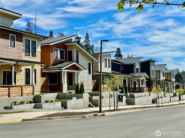 view of front facade with fence and a residential view