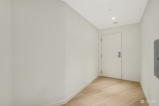 interior space with light hardwood / wood-style floors