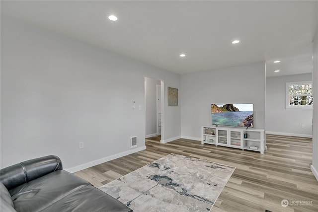 living room with light wood-type flooring