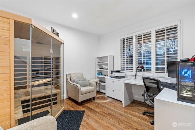 office area featuring light wood-type flooring