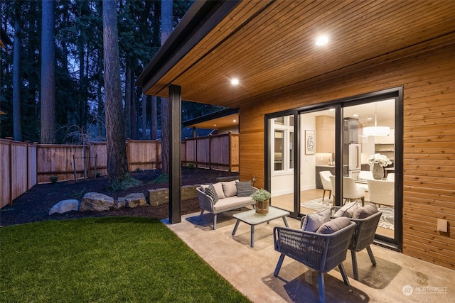 view of patio / terrace featuring an outdoor hangout area