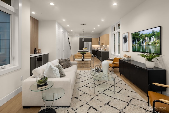 living room featuring light hardwood / wood-style floors