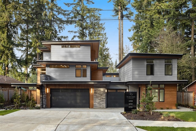 contemporary house featuring a garage