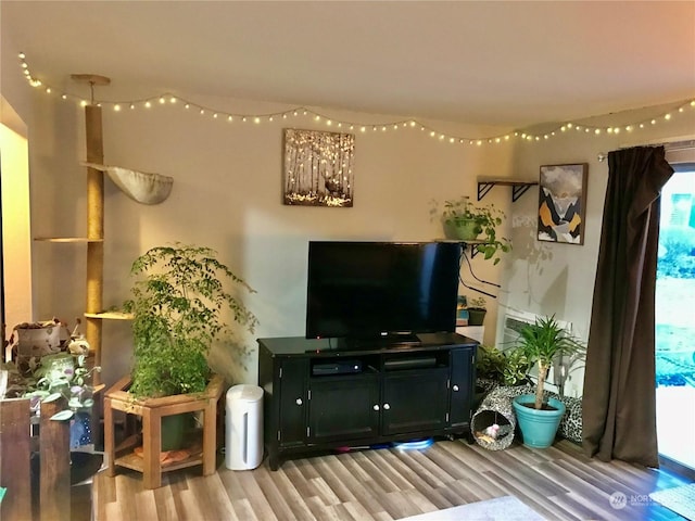 living room with light hardwood / wood-style flooring