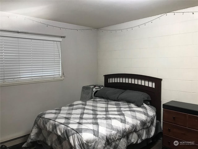 bedroom featuring a baseboard radiator