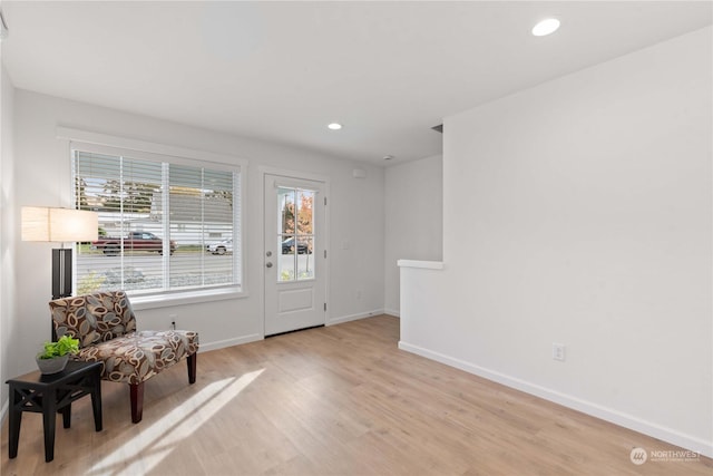 interior space with light hardwood / wood-style floors