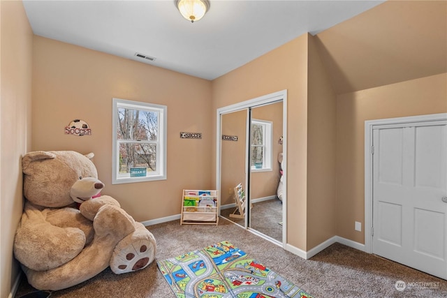 game room featuring carpet floors