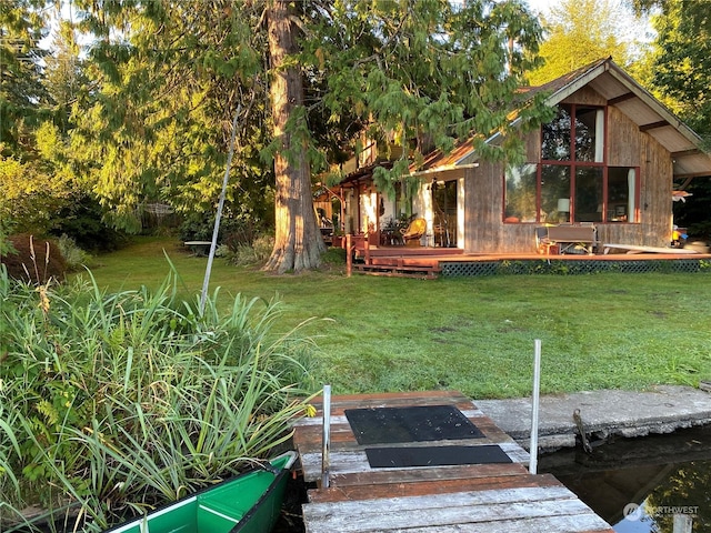 view of yard featuring a wooden deck