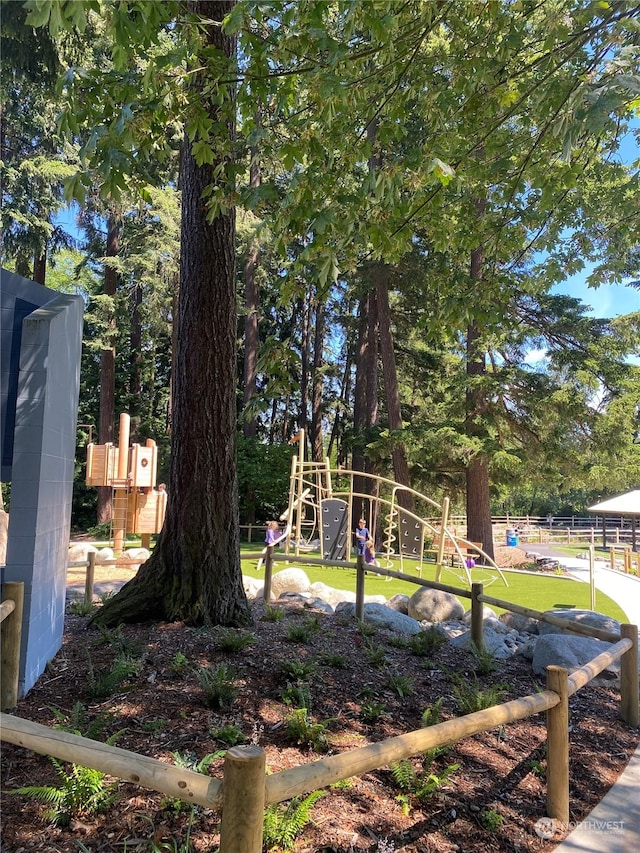 view of yard featuring a playground