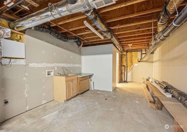 basement with sink