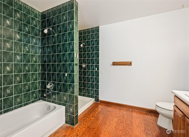 bathroom featuring vanity, toilet, and wood-type flooring