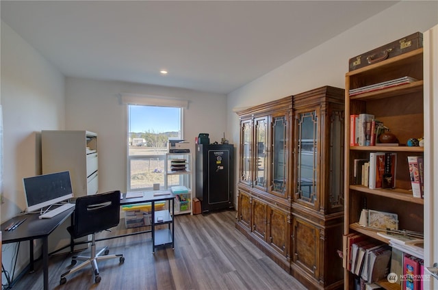 office area featuring hardwood / wood-style floors