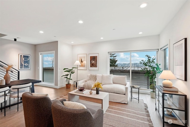 living room with light wood-type flooring