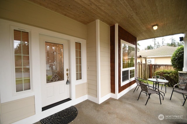 property entrance with a porch