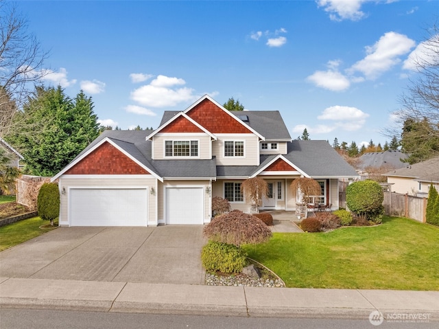 6315 109th St NW, Gig Harbor, WA 98332 - craftsman-style home featuring driveway, fence, and a front lawn