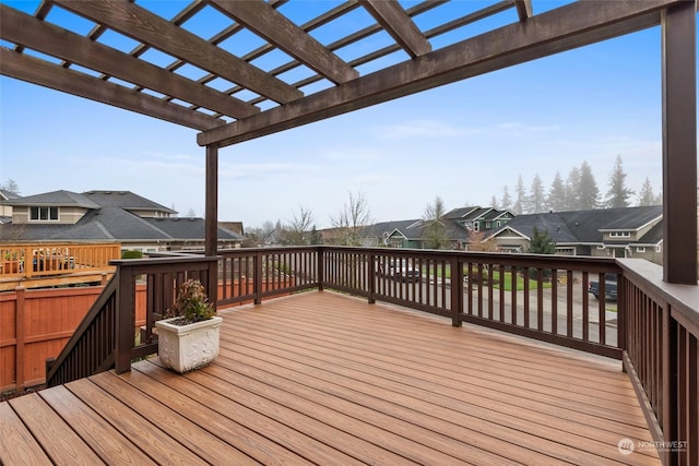 wooden terrace featuring a pergola