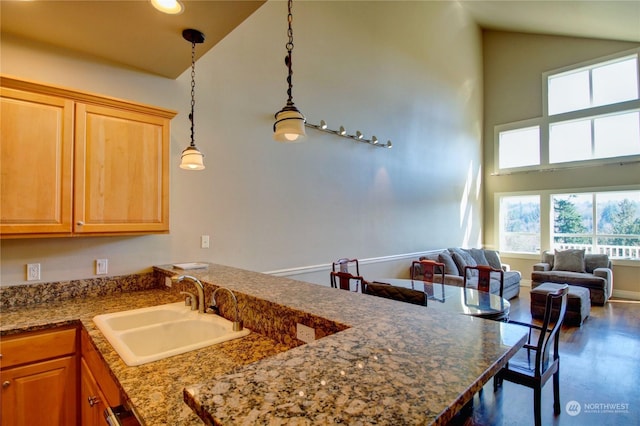 kitchen featuring decorative light fixtures and sink