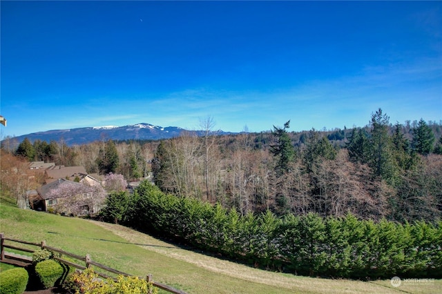 view of mountain feature with a rural view