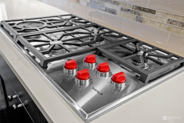 details with range and stainless steel gas stovetop