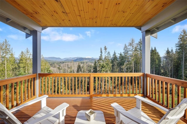 deck featuring a mountain view