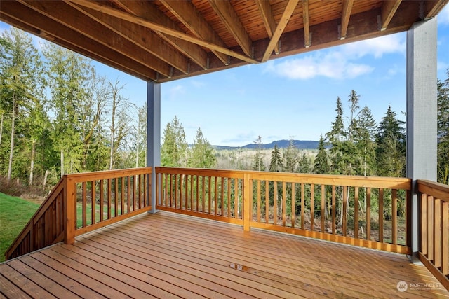 deck with a mountain view